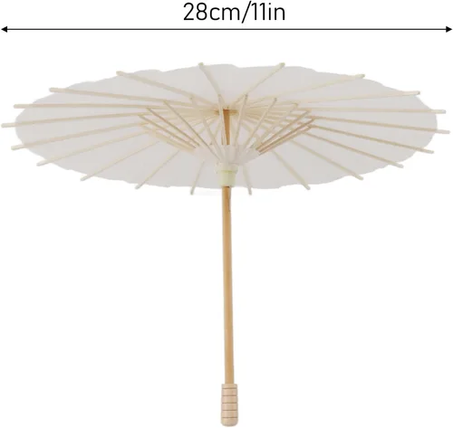 Miniatura 8 de Honio Kids Paper Parasol Retro Bamboo and Paper for Smooth Opening and Closing Elegant Paper Parasol White