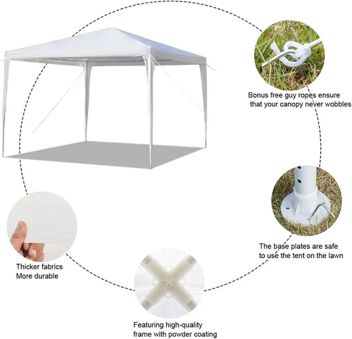 Miniatura 7 de Tienda de campaña instantánea de 10 x 10 pies para fiestas, carpa para exteriores, refugio impermeable y portátil con tela de polietileno, tubos
