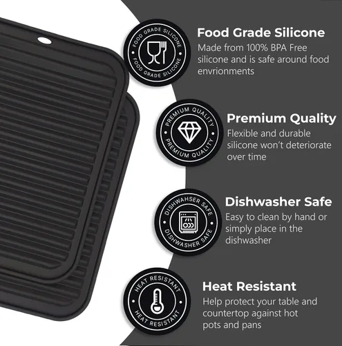 Miniatura 2 de Salvamanteles de silicona para platos calientes, ollas, sartenes (paquete de 4) – Soportes de ollas resistentes al calor para alfombrillas de 4