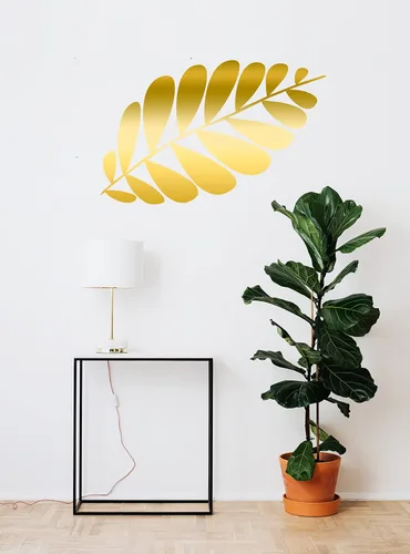Miniatura 2 de Tropical Leaf Large Wall Decal Vinyl Décor Abstract Sticker Floral Gold (Small 22"x37", Black)