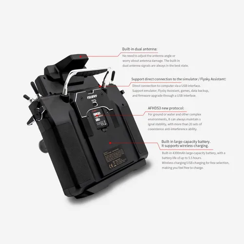 Miniatura 3 de HTLNUZD Flysky Paladin FS-PL18 EV Transmisor de control de radio, 2.4G 18 canales 3.5 pulgadas TFT pantalla táctil para RC FPV barco coche dron