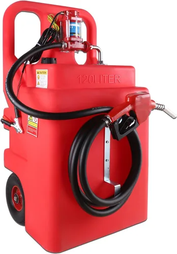 Tanque portátil de combustible diésel de 32 galones con bomba de transferencia eléctrica de 12 V 12 GPM, boquilla de combustible automático para