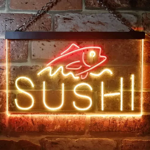 Miniatura 54 de ADVPRO Sushi Fish Sashimi Restaurant - Letrero de neón LED de doble color, azul y rojo, 12 x 8.5 pulgadas, st6s32-i3334-br