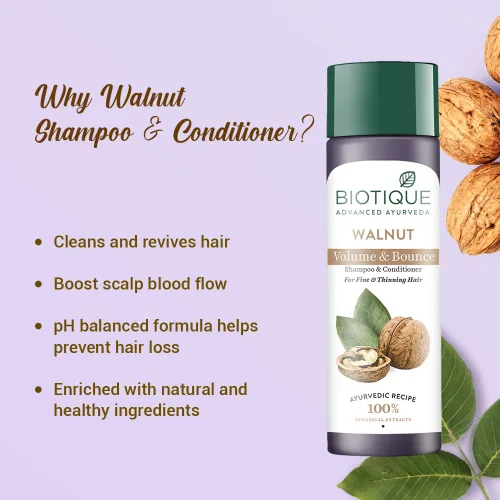 Miniatura 5 de Biotique Champú voluminizador de corteza de nuez para cabello fino y adelgazante 6.4 fl oz/ 6.42 Oz. I makes hair healthy, sedoso, brillante and