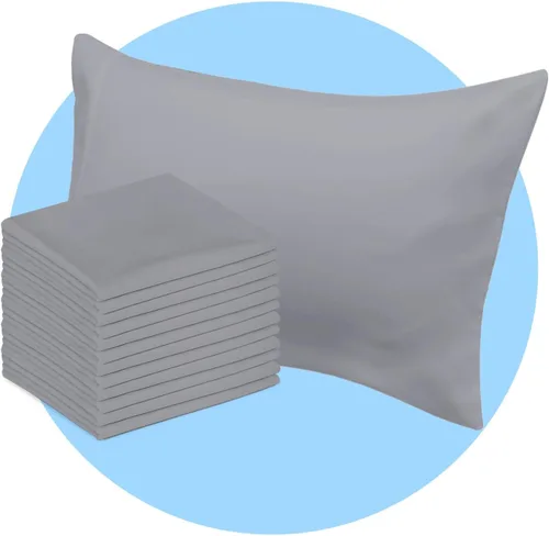 Miniatura 17 de Avalon Bedding Juego de 2 fundas de almohada de tamaño estándar color gris, mezcla de algodón de 200 hilos, suaves y transpirables, perfectas