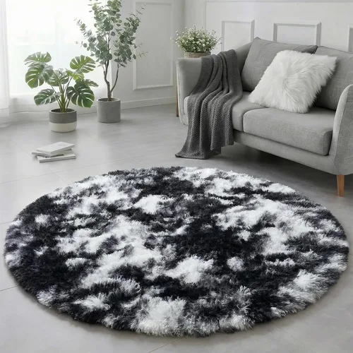 Miniatura 42 de Amdrebio Alfombra Redonda Azul Marino Oscuro de 4 Pies para Habitación de Niños Dormitorio, Alfombras de Área Circulares de Felpa Shag Esponjosa