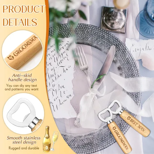 Miniatura 3 de Patelai Abrebotellas de madera, regalos para padrinos de boda, abrelatas de madera, regalos de boda, propuesta, regalo de despedida de soltero