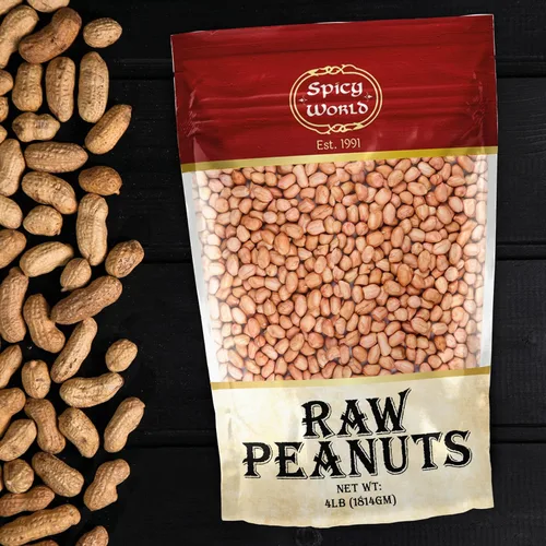 Miniatura 6 de Cacahuetes Spicy World, crudos enteros con piel (sin cocinar, sin sal) 4 libras (64 oz) ~ Todo natural - Cultivados en EE. UU. Cacahuetes de piel