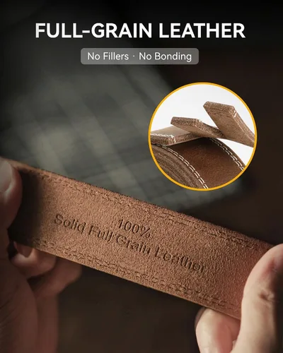 Miniatura 2 de CHAOREN Cinturón de cuero de grano completo para hombre, cinturones de trabajo para hombres, resistentes, uso diario para pantalones de mezclilla