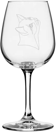 Miniatura 115 de Copa de vino de 12.75 onzas con temática de gato abisinio grabada para todo uso