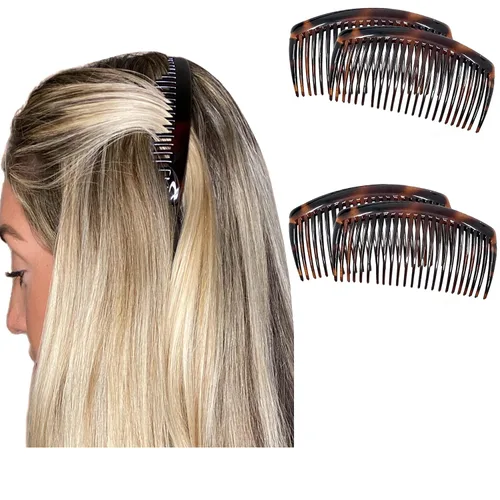 Miniatura 12 de Camila Paris CP3022 - Peines laterales franceses grandes, curvados, beige con torsión francesa para el cabello, decorativas, pinzas de sujeción
