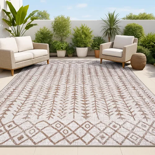 Miniatura 11 de JONATHAN Y Alfombra bohemia geométrica para interiores y exteriores, 2 x 8 pulgadas, beige/marrón, Tokay para patio trasero, patio, porche, fácil