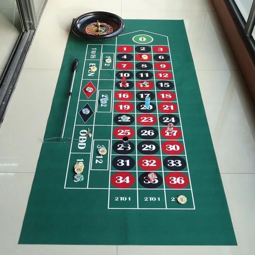 Miniatura 4 de Alfombrilla de diseño de ruleta portátil de 70.9x35.4 in, tapete de mesa de ruleta, tapete de dados para fiesta familiar, kit de juego