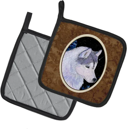 Miniatura 2 de Caroline's Treasures SS8617PTHD - Juego de soportes para ollas de cocina resistentes al calor, almohadillas calientes para horno para cocinar, Husky