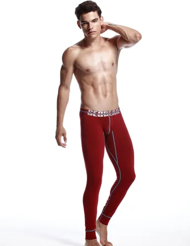 Miniatura 4 de SEOBEAN Low Rise Pantalones de ropa interior para hombre largo John algodón rojo oscuro 2276
