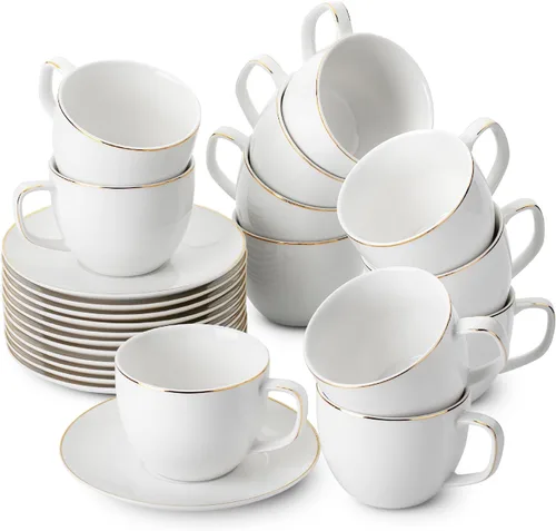 Miniatura 10 de BTaT Tazas de té y platillos de porcelana - 6 onzas, negro, juego de 6, adultos