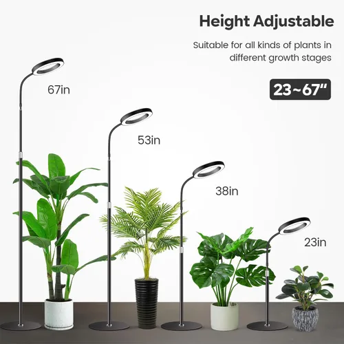 Miniatura 3 de Garpsen Luces de cultivo para plantas de interior, luz LED de espectro completo con soporte, 3 modos de color, lámpara de cultivo de pie