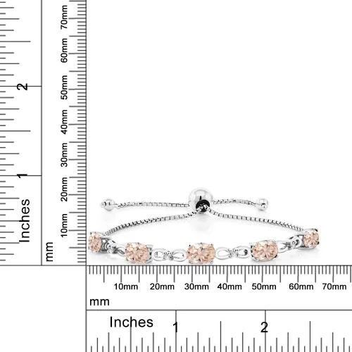 Miniatura 23 de Gem Stone King Pulsera de tenis de diamantes cultivados en laboratorio con piedra natal de 3-6 quilates para mujer, plata de ley 925, ovalada