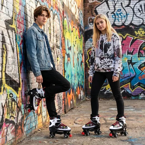 Miniatura 2 de Patines de ruedas para niños, 4 tamaños ajustables con todas las ruedas iluminadas, patines de 10C a 8 patines para niños pequeños, principiantes