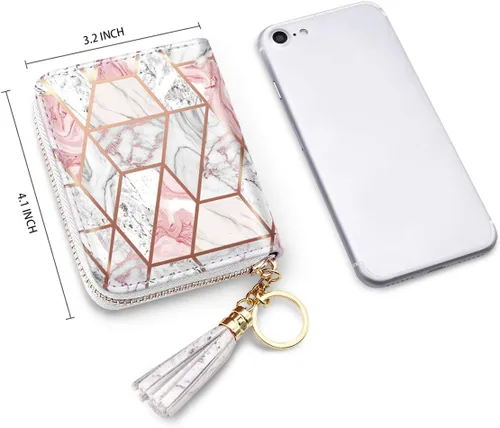 Miniatura 6 de Billetera pequeña para tarjetas de crédito RFID con purpurina linda para mujer