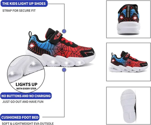Miniatura 2 de Zapatos ligeros con luces LED intermitentes de malla transpirable para caminar para niños pequeños y niños pequeños