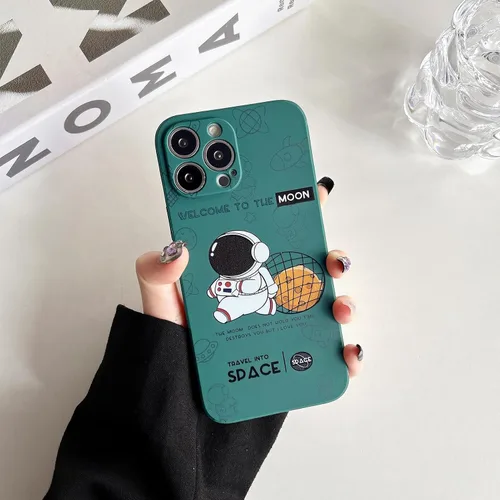 Miniatura 26 de Yonds Queen para iPhone 7 Plus / 8 Plus, linda funda con diseño de astronauta de dibujos animados, elegante parachoques de TPU suave, protectora