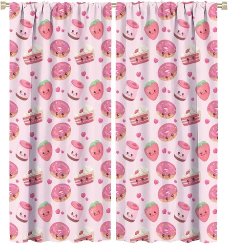 Miniatura 26 de Cortinas bohemias con diseño de fresas, bonitas cortinas bohemias con bolsillo para barra de fruta, tratamiento de ventana para cocina, sala