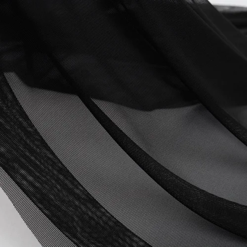 Miniatura 2 de Malla elástica superfina de 4 vías de nailon y elastano, precortada 5 yardas de largo 60 pulgadas de ancho, ligera transparente (negro)
