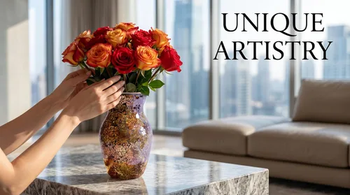 Miniatura 5 de Florero de mosaico dorado de 8" de altura, florero de vidrio, florero decorativo, decoración del hogar moderno jarrón de mosaico de tamaño mediano