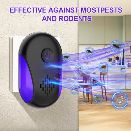 Miniatura 3 de Repelente ultrasónico mejorado, paquete de 6, repelente ultrasónico para interiores, enchufe electrónico para control de plagas para insectos
