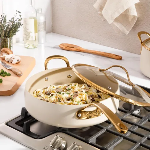 Miniatura 2 de bloomhouse - Dos veces ganador de los Favoritos de Oprah - Sartén de aluminio resistente de 6 QT con revestimiento cerámico antiadherente libre