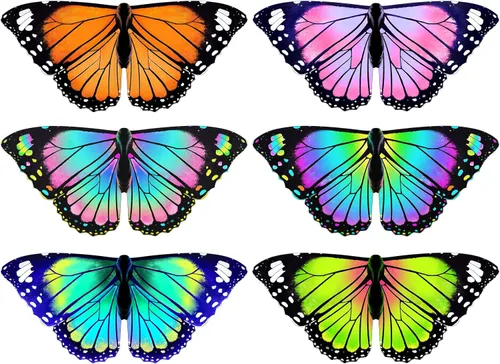 Miniatura 10 de iROLEWIN Alas de mariposa para niñas pequeñas a granel para niñas, alas de disfraces de hadas, juguetes de mariposa, regalos de fiesta, regalos