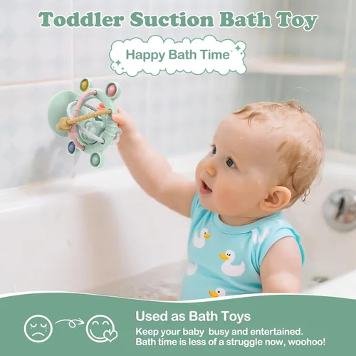 Miniatura 7 de TYRY.HU Juguetes de silicona para dentición para bebés de 0 a 6 a 12 meses, juguetes multiusos para silla alta, juguetes de mesa de succión