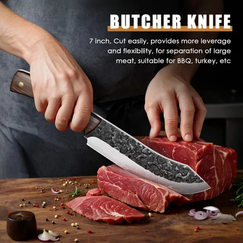 Miniatura 5 de Juego de cuchillos de chef, 3 piezas, cuchillos de cocina profesionales, juegos de cuchillos de carnicero afilados, cuchillo de filete de acero