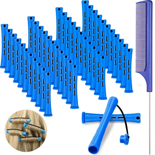 48 piezas de varillas para el cabello permanente, varillas cortas de onda fría, planchas de permanente de plástico, rulos para rizar el cabello con