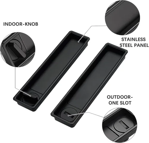 Miniatura 6 de Juego de herrajes para cerradura de puerta de bolsillo, manija de privacidad con tirador oculto y pestillo empotrado, apto para puertas de madera