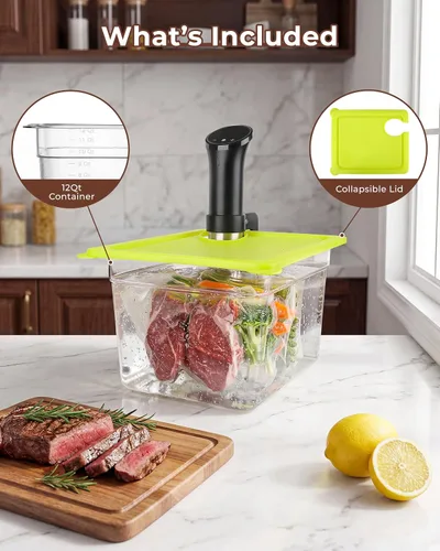 Miniatura 2 de EVERIE Recipiente Sous Vide con Tapa de Silicona Universal Compatible con Todos los Modelos de Anova, Anova Nano, Chefsteps Joule, Instant Pot, Olla