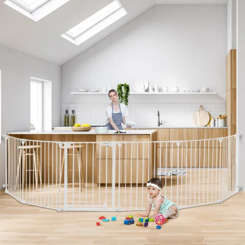 Miniatura 10 de COMOMY Puerta de bebé extra ancha de 198 pulgadas, puerta para perros, puerta para mascotas para escaleras de casa, puertas, chimenea, puerta
