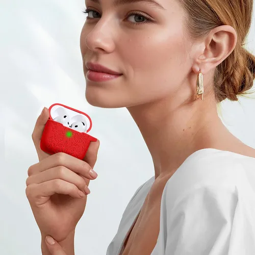 Miniatura 3 de DaQin Funda protectora de silicona suave para Airpods 4, con grabado de flores, compatible con Apple Airpods de 4ª generación, con kit limpiador