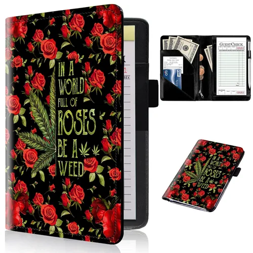 Miniatura 15 de Libros para camarera con bolsillo con cremallera, libro de camarera de hadas, bloc de notas de cuero, organizador de carteras de servicio, soporte