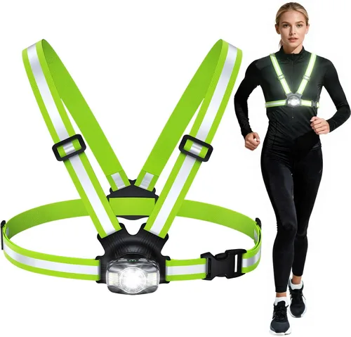 Miniatura 10 de Luces de Correr para Corredores, Luz de Correr de 500 Lúmenes con Luz de Alerta Roja Trasera, Haz Ajustable de 45° e Impermeable IPX4, Chaleco