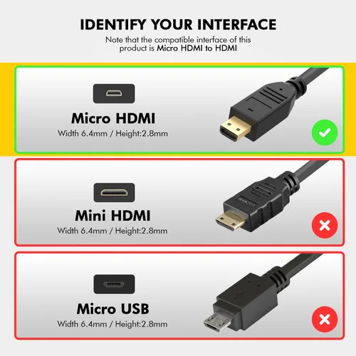 Miniatura 2 de BRENDAZ Cable micro HDMI a HDMI – 18 Gbps de alta velocidad, 4K a 60 Hz, HDR- Compatible con GoPro Hero, Raspberry Pi 5, 4, EOS R6 M50, cámara Alpha