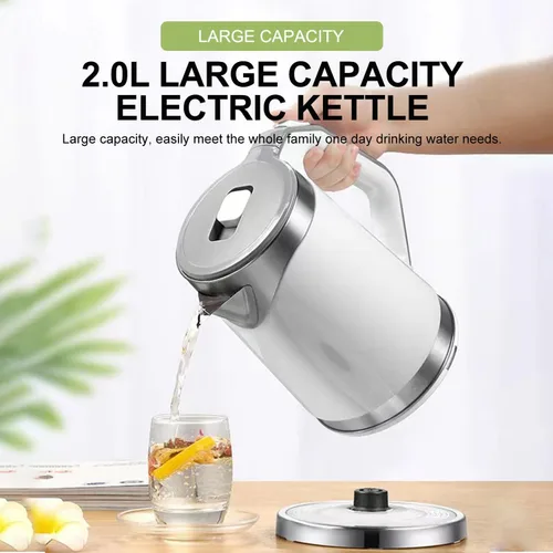 Miniatura 2 de WOOLALA Hervidor de agua eléctrico de 2.0 L, caldera y calentador de agua de gran volumen, calentador de agua caliente de acero inoxidable