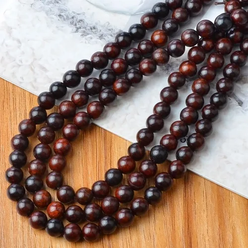 Miniatura 8 de MASSIVE BEADS - KIT de 960 cuentas de madera redondas sueltas mixtas naturales de 6 mm para hacer joyas, con hilo e agujas (12 de madera, 6 mm)