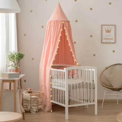 Miniatura 8 de Toldo de Cama Bollepo con Luces - Toldo Rosa de Princesa para Habitación de Niñas Individual, Doble, Matrimonial, Queen Cama Infantil, Toldo