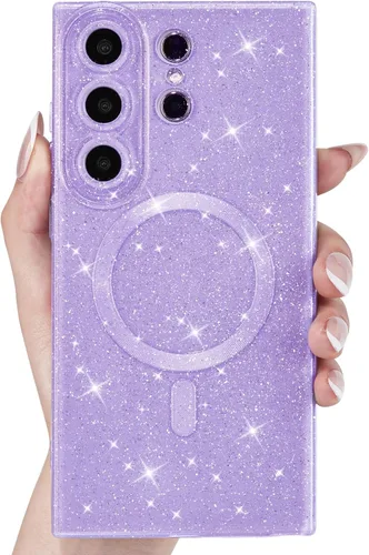 Miniatura 37 de Svanove Funda magnética con purpurina para Samsung Galaxy S22, compatible con Magsafe Cute, brillante, brillante, estética, dura y brillante