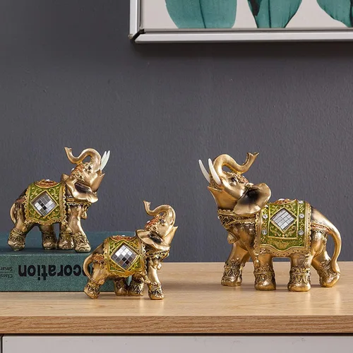 Miniatura 2 de Estatua de elefante, escultura de elefante de Feng Shui, figura de riqueza de la suerte para el hogar, oficina, tienda, decoración de regalo