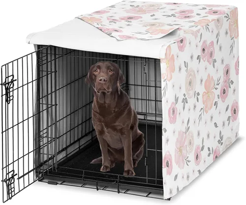 Miniatura 39 de Sweet Jojo Designs Cubierta para jaula de perro de 36 pulgadas (Boho Floral Rosa/Gris) para niñas, cubierta para perrera