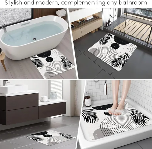 Miniatura 6 de Alfombra para Bañera Antideslizante, Alfombra Bohemia Cuadrada para Bañera y Piso de Ducha con Ventosas para Adultos, Niños y Ancianos, 21 x 21