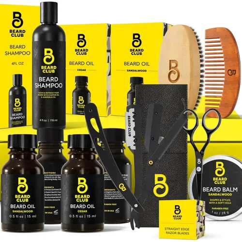 Miniatura 12 de Kit de cuidado de barba y kit de aseo para hombres The Beard Club - Esenciales para un cabello facial más saludable y con estilo - Navaja de filo